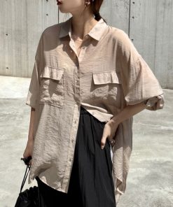 andme ブラウス シャツ オーバーサイズ長袖シアーシャツ レディース